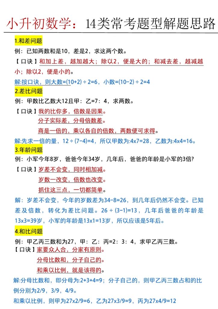 【2026最新合集版】《小升初专项汇总》小学语文数学知识点汇总-985文库