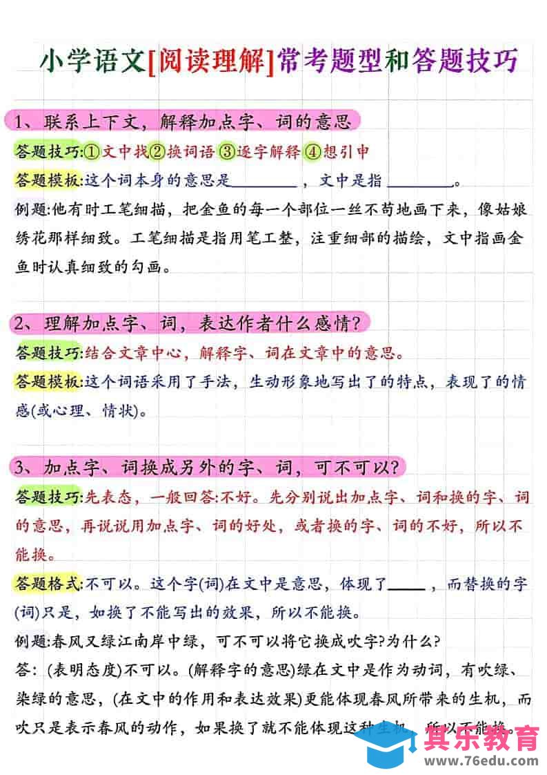 五年级上语文阅读理解常考题型答题技巧-985文库