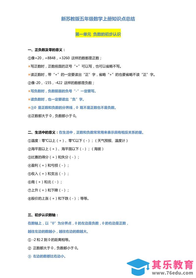 五上苏教版数学知识点汇总预习-985文库