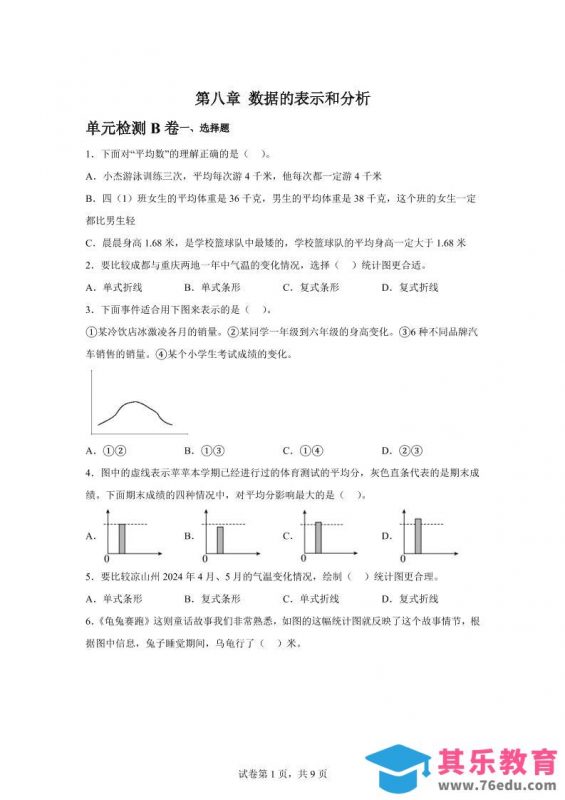 五下数学第八章数据的表示和分析单元检测（B卷）-985文库