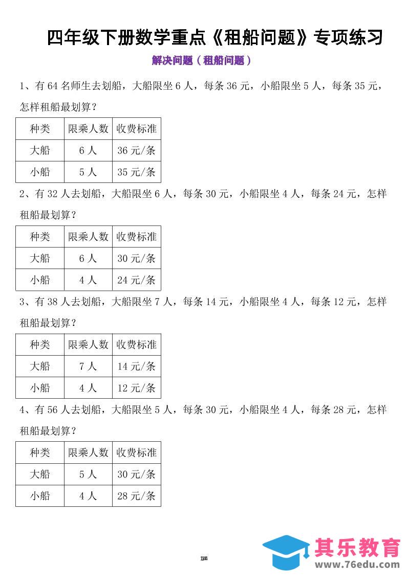 四年级下数学租船问题(4)-985文库