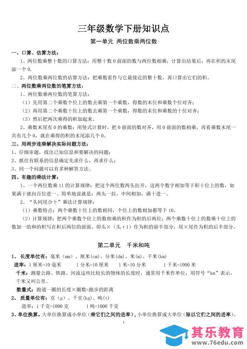 三下苏教版数学汇总重点-985文库