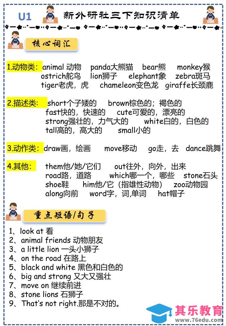 三下外研版英语知识点清单12页-985文库