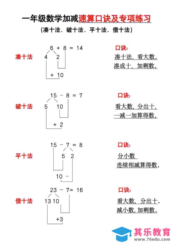 一年级下数学速算口诀及专练-985文库