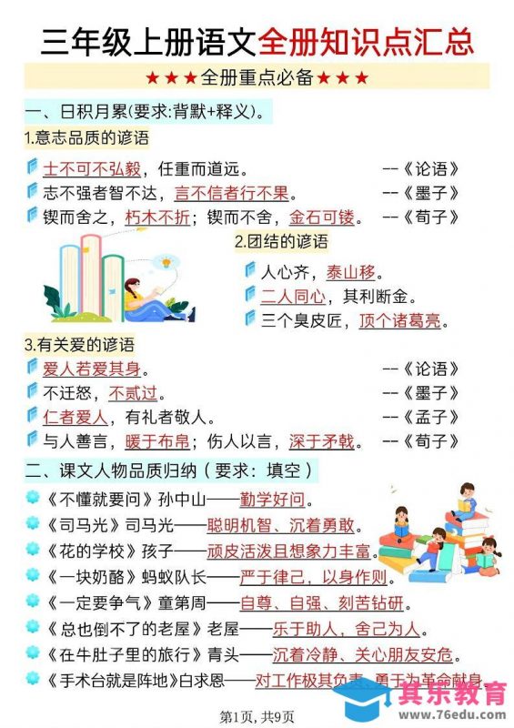 新三上语文全册知识点汇总（9页）-985文库