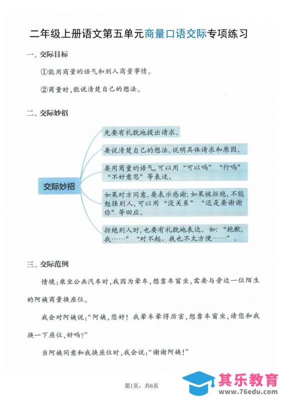 二上语文第五单元商量口语交际专项练习（7页）-985文库