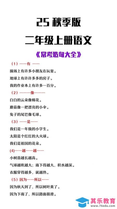 【2025秋新版】二年级上册语文常考造句大全-985文库