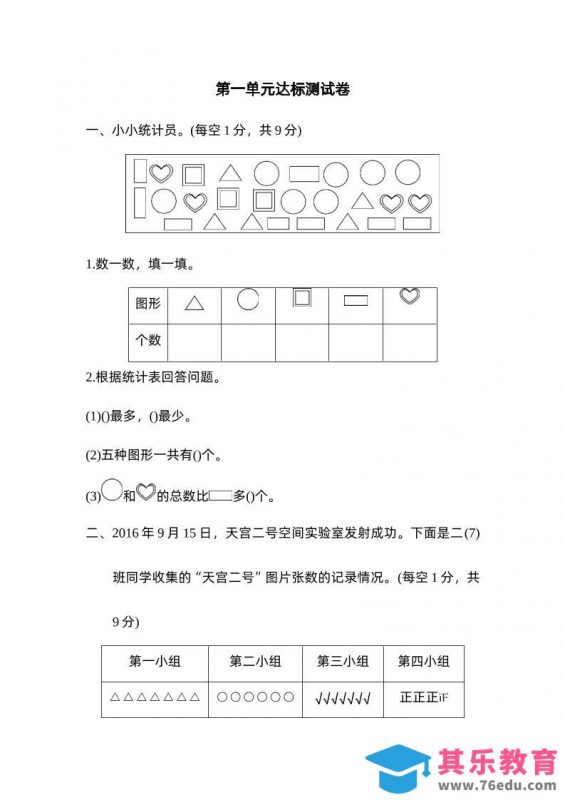 二下数学人教第一单元达标测试卷-985文库