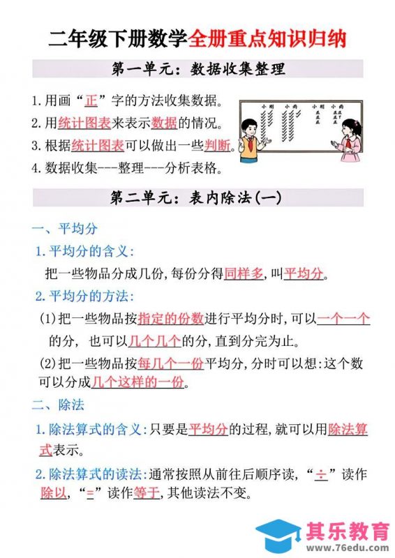 二年级下数学全册重点知识归纳-985文库