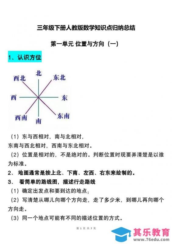 三下人教版数学知识点归纳总结-985文库