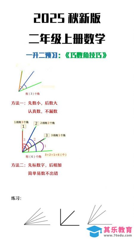【2025秋新版】二年级上册数学巧数角的技巧-985文库
