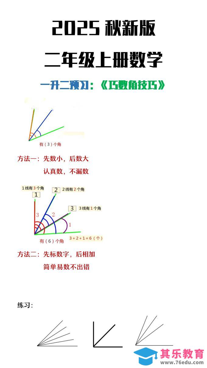 【2025秋新版】二年级上册数学巧数角的技巧-985文库