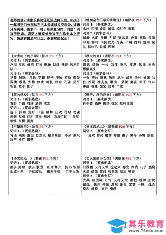 三上语文-认读词语书贴-985文库