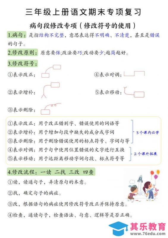 三上语文必考重点病句段修改符号方法及练习-985文库