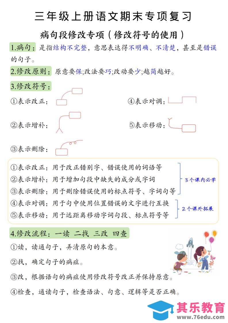 三上语文必考重点病句段修改符号方法及练习-985文库