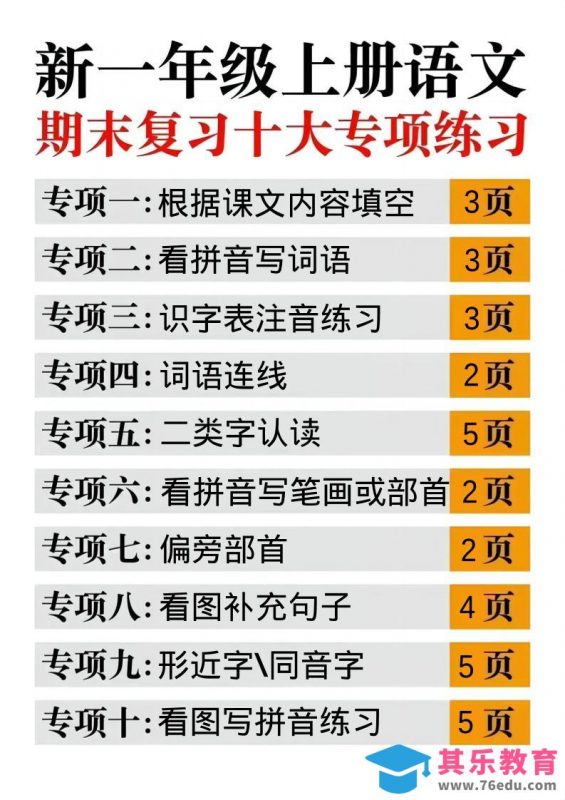 一年级上语文期末复习十大专项合集-985文库