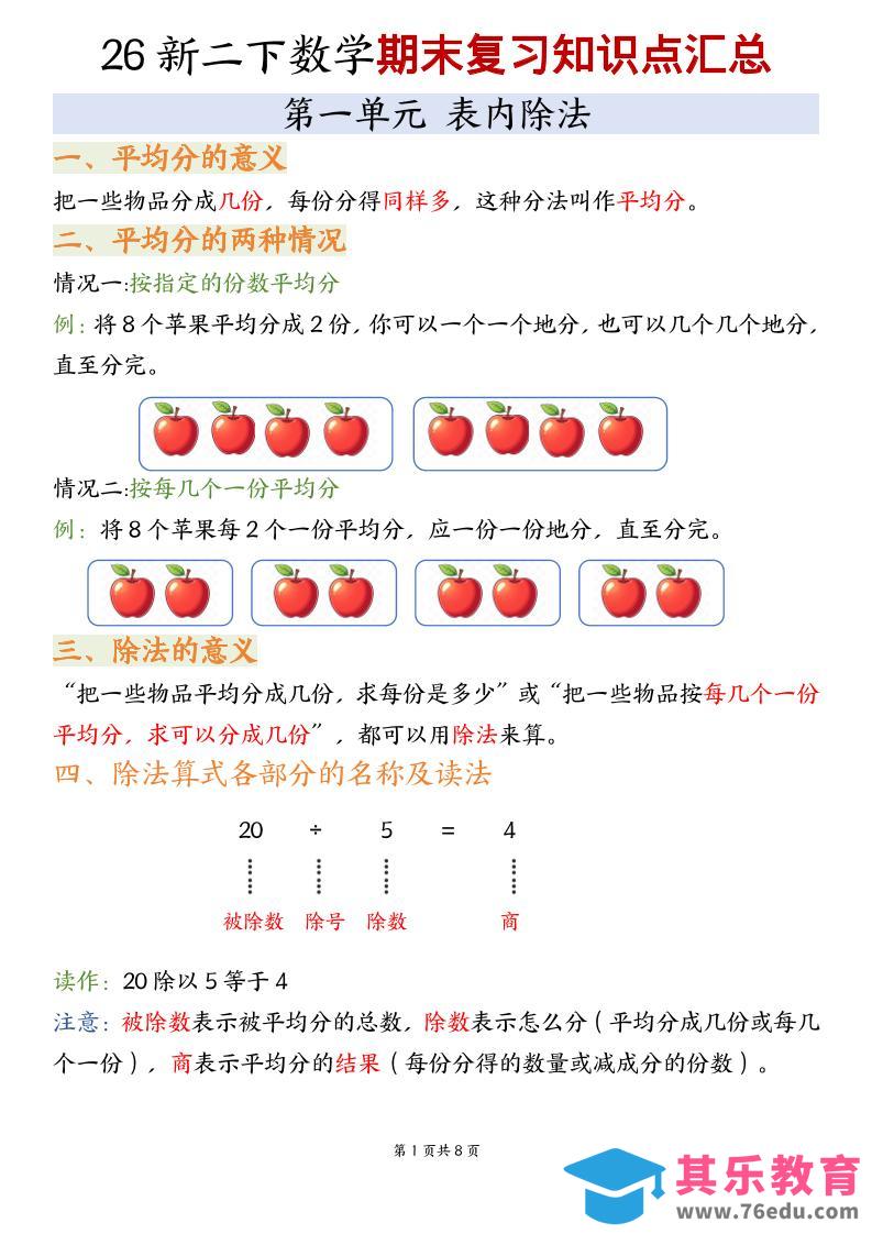 二年级下数学期末复习知识点汇总《沪教版》-985文库