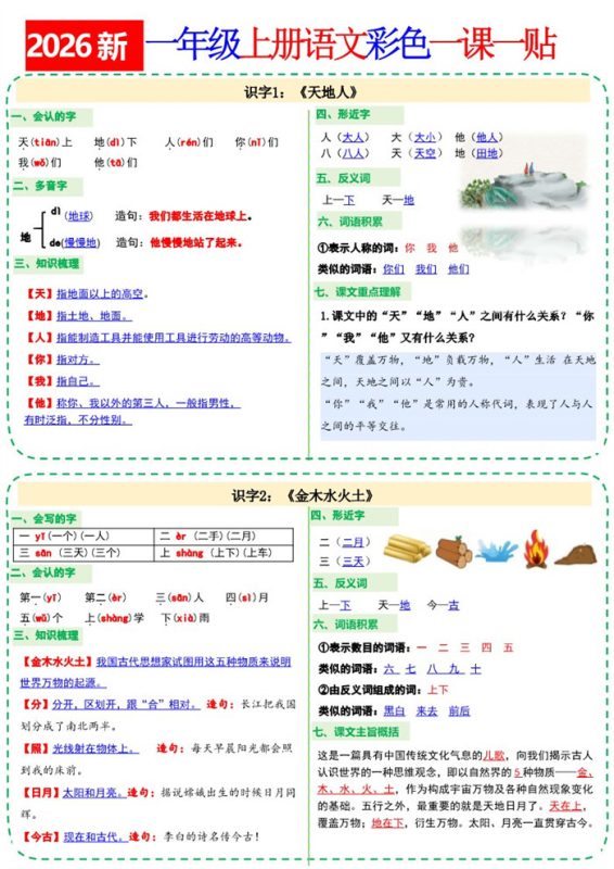 【20页完整版】26秋一(上)语文小纸条课课贴.pdf-985文库