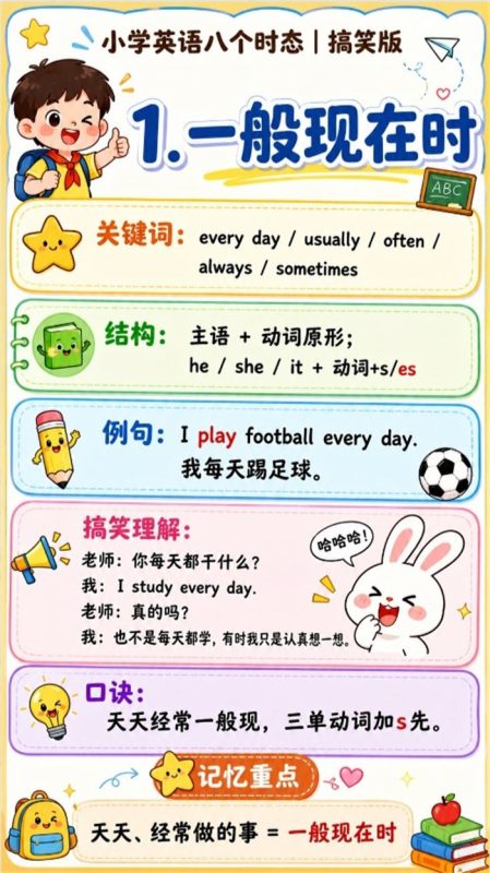 【8页高彩版】小学英语八个时态八个时态总口诀.pdf-985文库