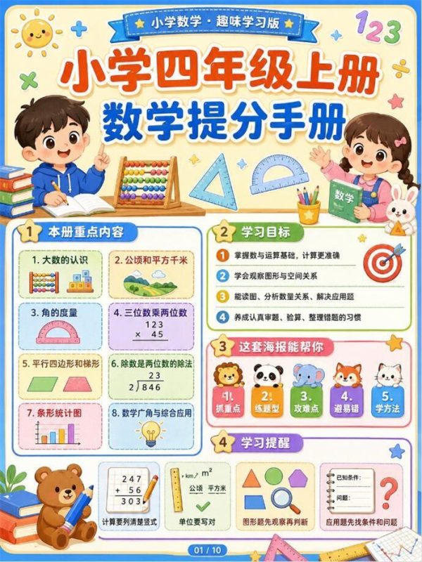 【10页高彩版】26秋小学数学四年级上知识点以及学习技巧.pdf-985文库