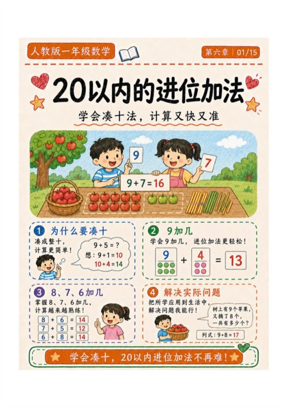 六-【15页高彩版】26秋20以内的进位加法.pdf-985文库