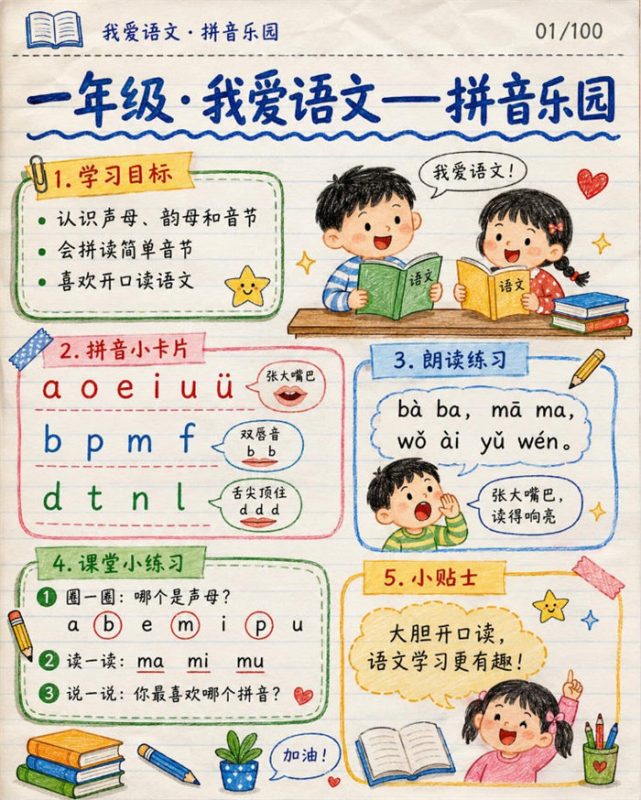 【10页高彩版】26秋一年级语文《爱语文》课堂笔记.pdf-985文库