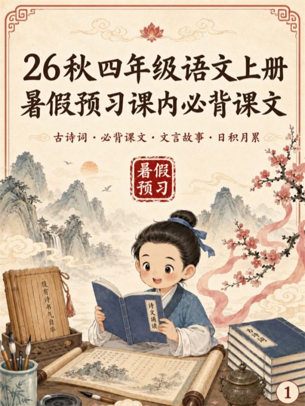 【高彩版23页】26秋四年级语文上册暑假预习课内必背知识卡.pdf-985文库
