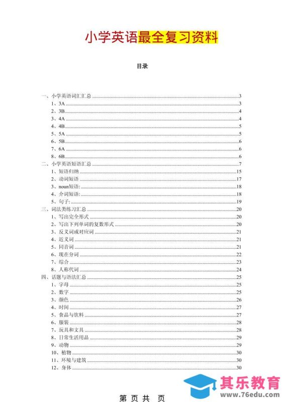 六年级下英语最全复习资料（单词、短语、语法、主题）-985文库