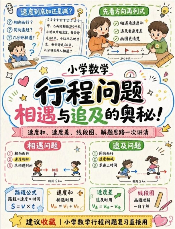 【4页完整版】26秋小学数学行程问题 相遇追及一次讲清！.pdf-985文库
