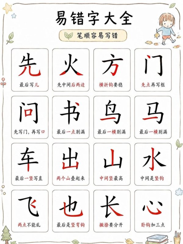 【8页高彩版】一年级易错字归纳整理.pdf-985文库