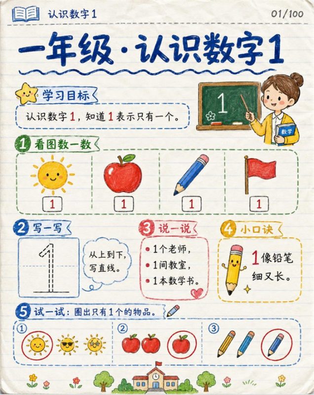 【10页高彩版】26秋一年级数学《5以内认识》课堂笔记.pdf-985文库